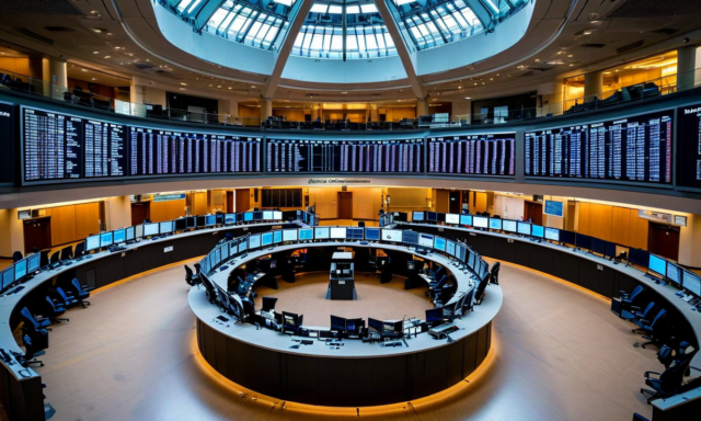 LME trading ring with base metals price boards showing copper, aluminium, zinc, and nickel prices